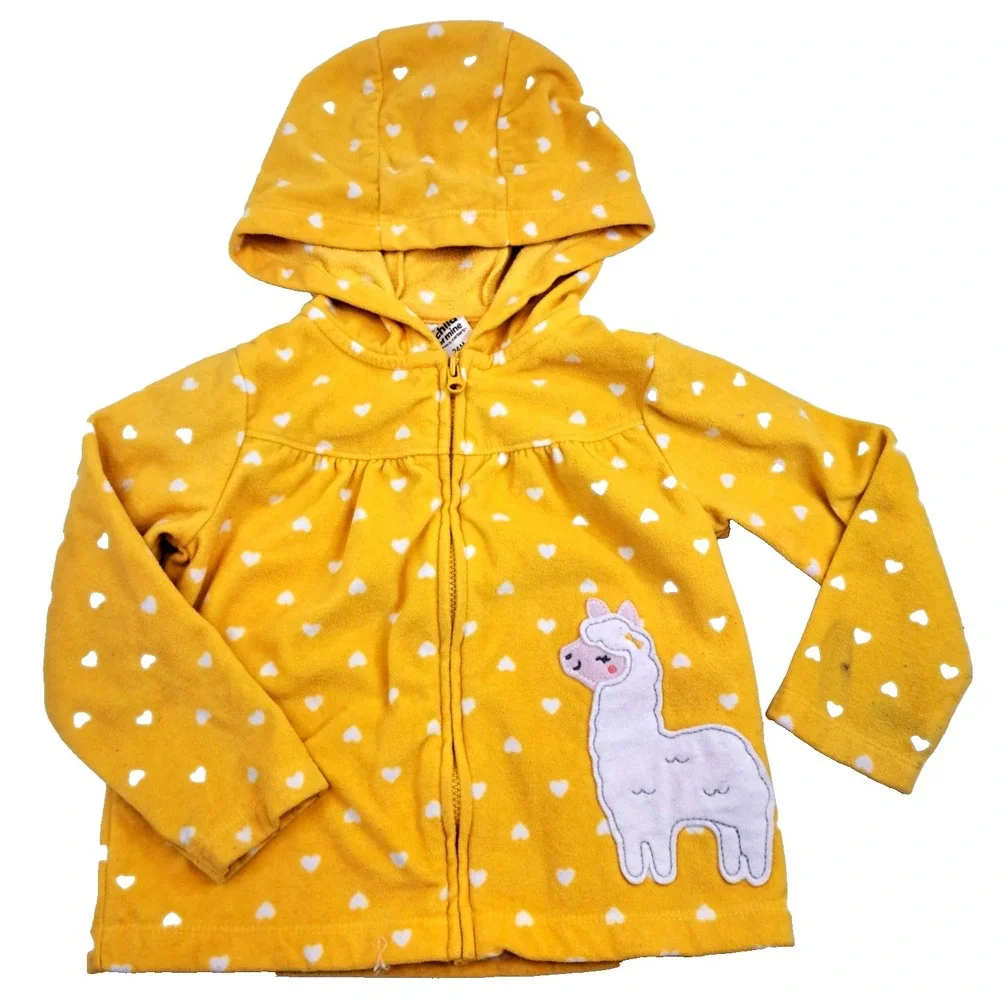 Child Of Mine By Carters Baby Girl 24 mos Llama‎ Hearts Full Zip Hoodie